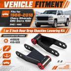 1 or 2 Inch Rear Drop Shackles Lowering Kit For Chevy GMC 1500
