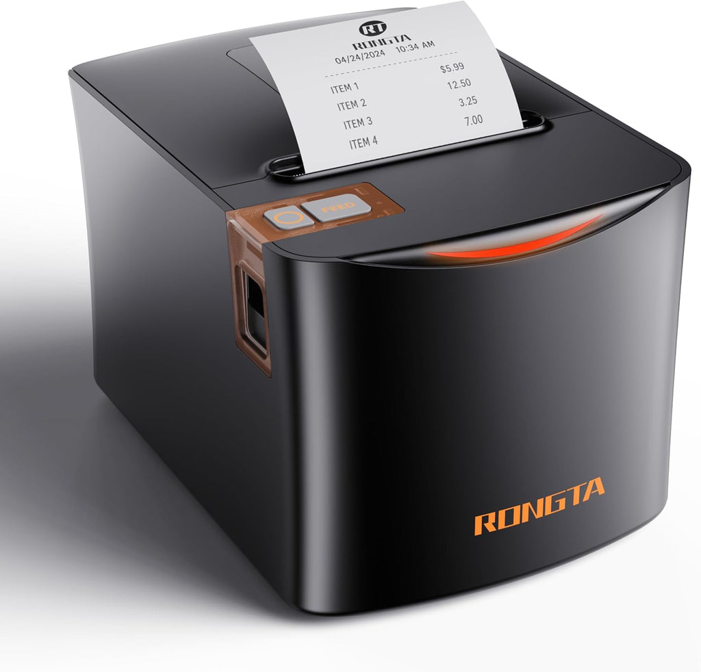 Thermal Receipt Printer, 80mm High-Speed POS Printer with Auto Cutter, 250mm/s, Ideal for Kitchen & Small Business