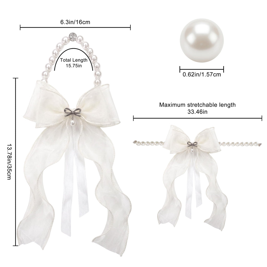Pearl Bow Magnetic Curtain Tiebacks for Home Decor (2, White)