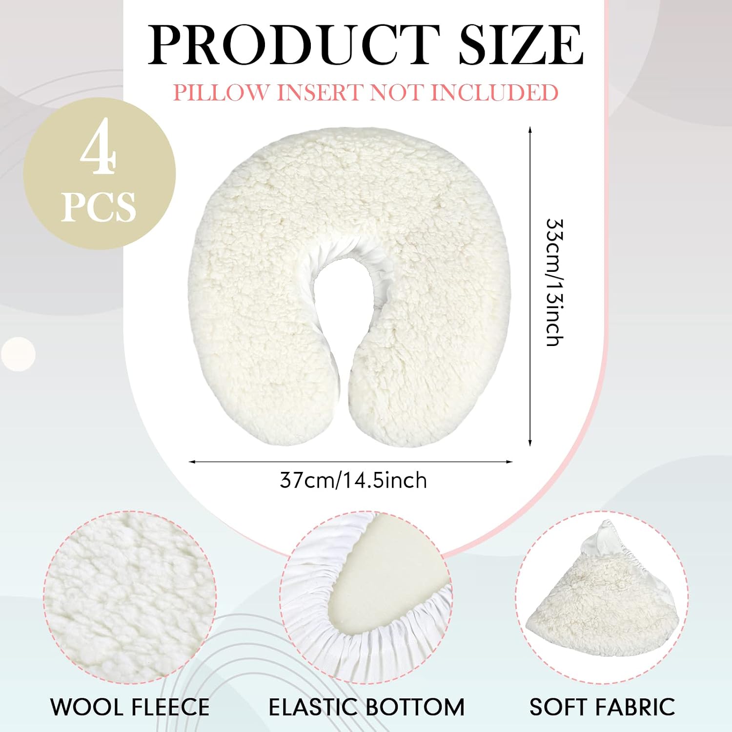 4 Pcs Massage Face Cradle Cover Fleece Massage Table Headrest Cover 14.5'' x 13'' Beauty Bed Facial Pillow Covers