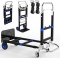 Black Convertible Hand Truck Dolly Cart with 4 Wheels Heavy Duty,500 Lbs Capacity, 2 Straps for Moving
