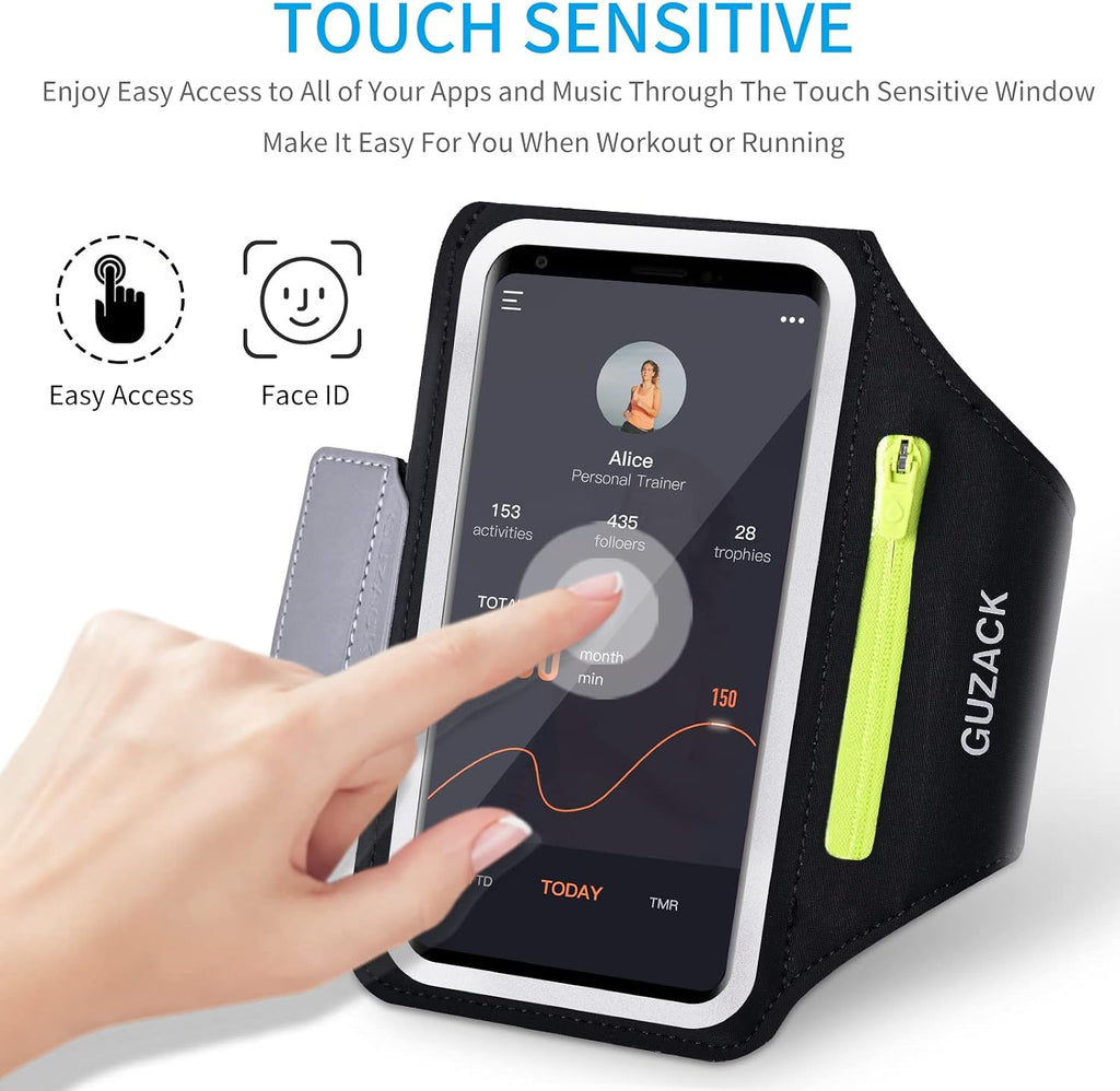 Running Armband for iPhone 17 16 15 14 13 12 Pro Max/Plus/XR/XS, Galaxy S25/S24/S23/S22, with Card Slot & Key