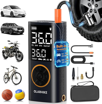 Tire Inflator Portable Air Compressor, Cordless Electric Bike Pump