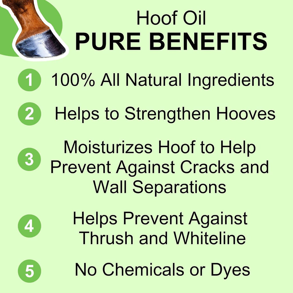 Hoof Oil - All Natural Hoof Conditioner for Horses with Hoof Oil Brush Applicator - Strengthens, Moisturizes and