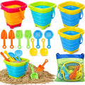 Collapsible Beach Sand Toy Set, Silicone Beach Bucket, Ages 3-8 | Packs flat into a beach bag so it always comes