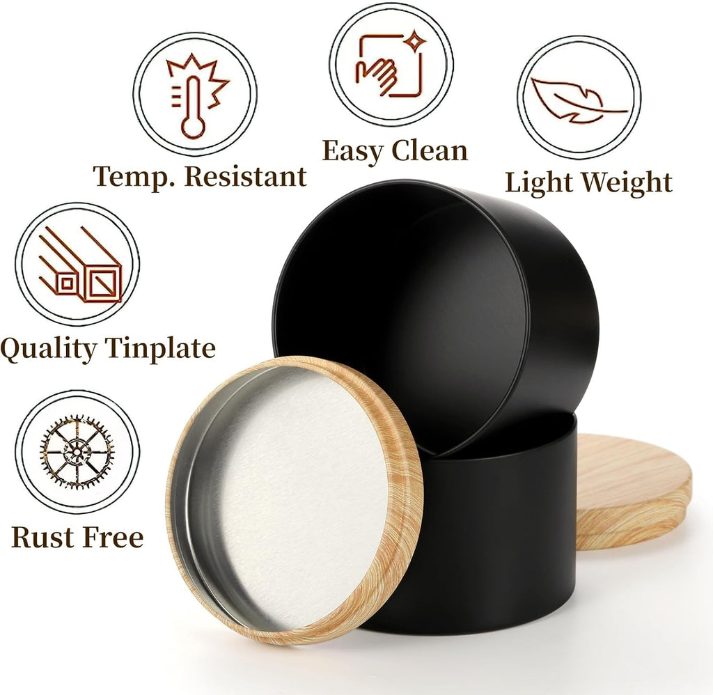 24 Pack 8 OZ Candle Tins, Matte Black Candle Container with Lids, Round Metal Jars for Making Candles, Bulk Empty