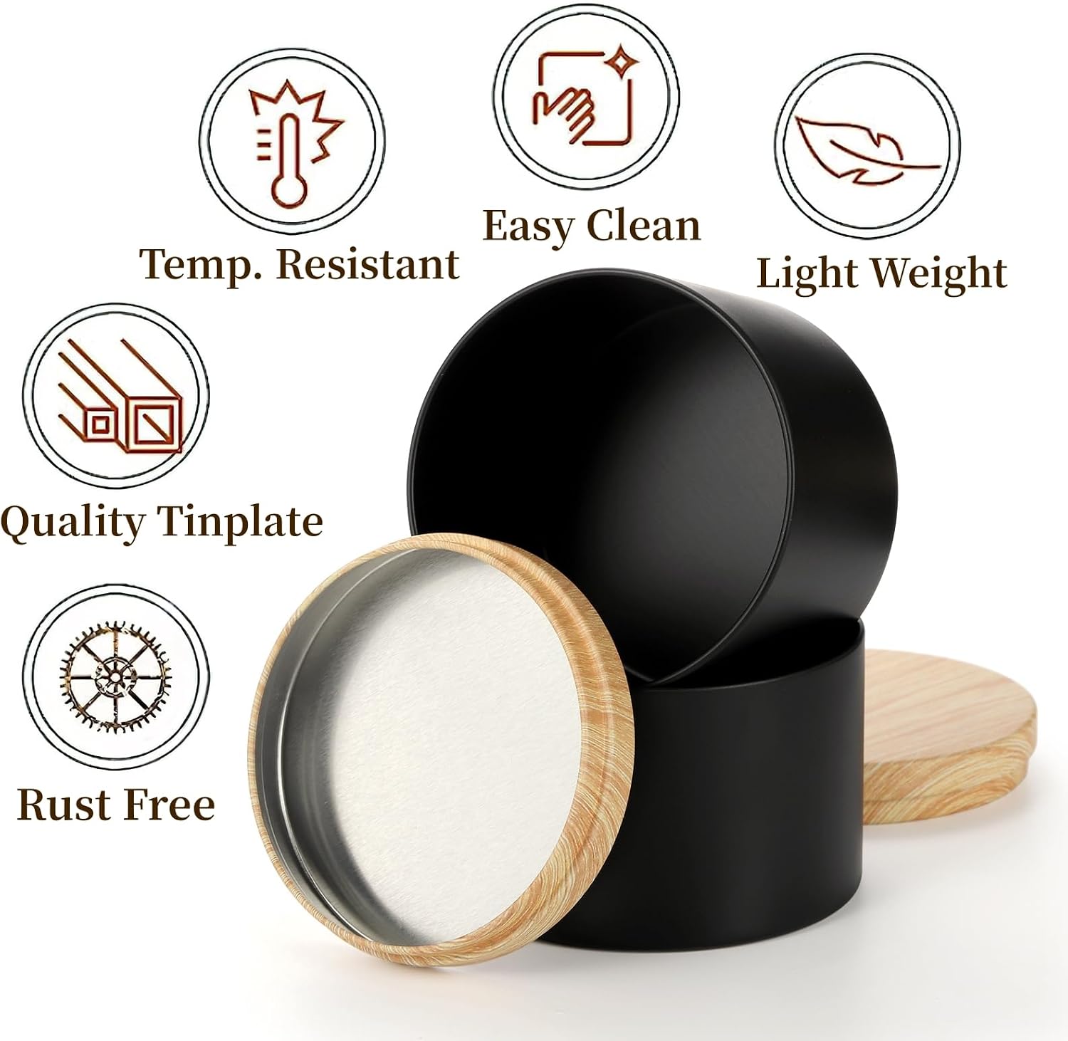 24 Pack 8 OZ Candle Tins, Matte Black Candle Container with Lids, Round Metal Jars for Making Candles, Bulk Empty