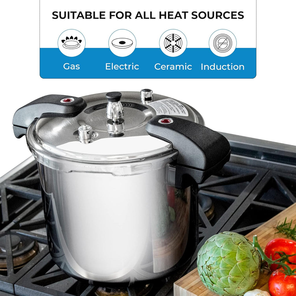 15 Qt Pressure Cooker Stainless Steel - Large Stove Top Canner | 15 Quart Pressure Canners for Canning - Easy to