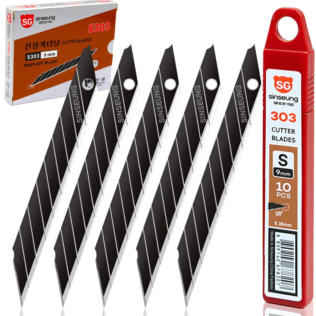 Utility Knife Snap off Blades 30 Degree 9mm 100PCS Box Cutter Blades, Black Coating Carbon Steel Razor Blade for