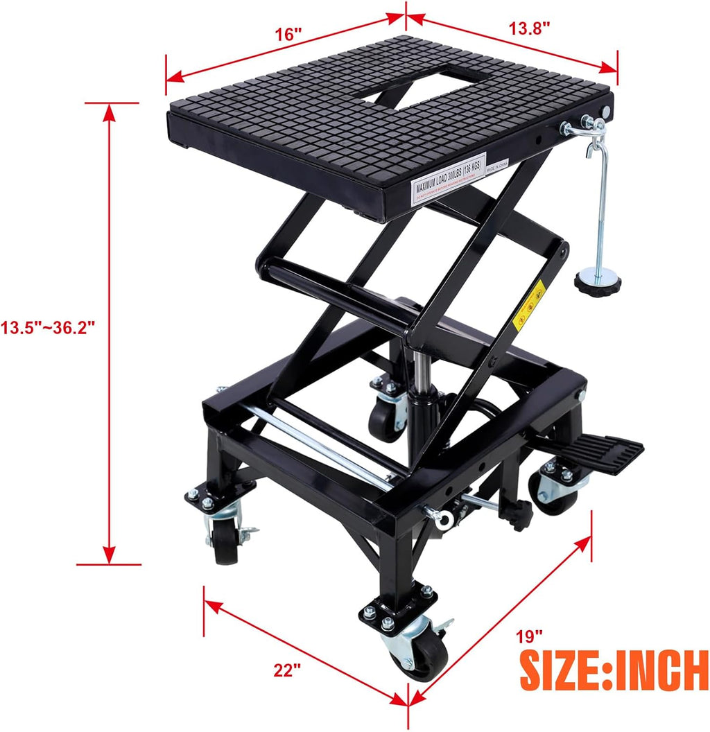 Hydraulic Motorcycle Lift Table,350 LBS Heavy Duty Ultra-Stable Jack Stand Fit for Dirt Bike ATV Bike, Jack Lift Foot