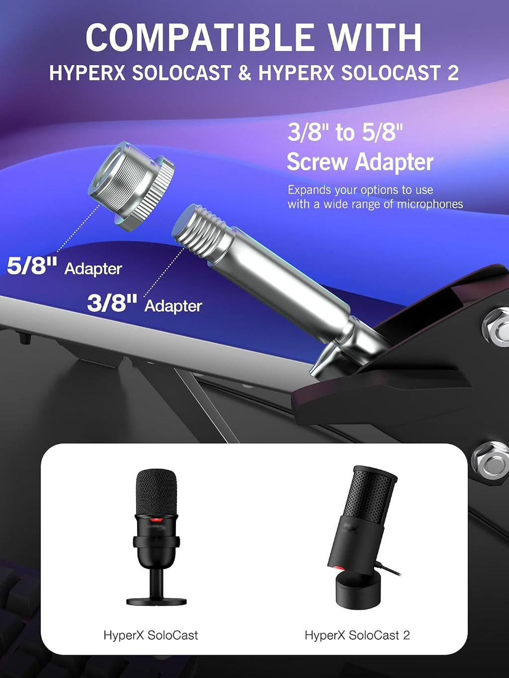 SoloCast 2 Mic Arm with Pop Filter Windscreen - Gaming Microphone Stand Compatible with SoloCast 2, Mic Stand with