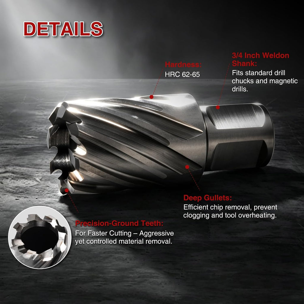 ANGELSWORD M2 HSS Annular Cutter,Diameter 1" x Depth 2",Mag Drill Bit