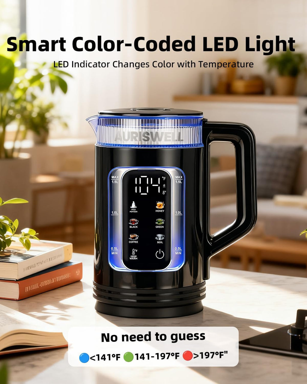 Electric Kettle with Temperature Control, Smart Glass Water Boiler for Tea, Coffee & Boiling, Automatic Shut-Off