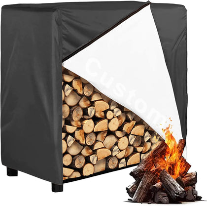 Waterproof Firewood Racks Cover, 600D Heavy Duty Outdoor Logs Holder Stand Cover with Handle, Customization
