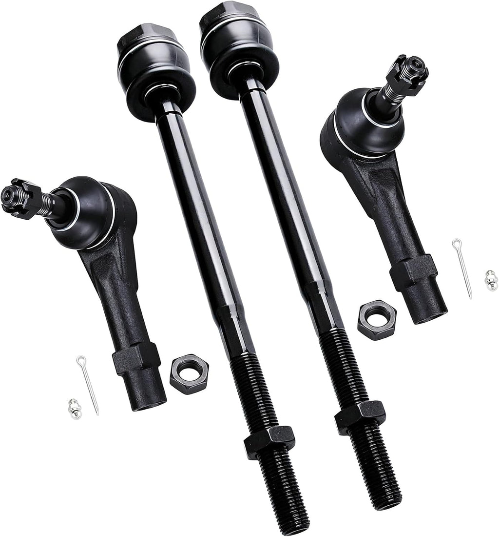 4pc Front Inner Outer Tie Rods for 2001-10 Chevy Silverado 1500 2500 3500HD