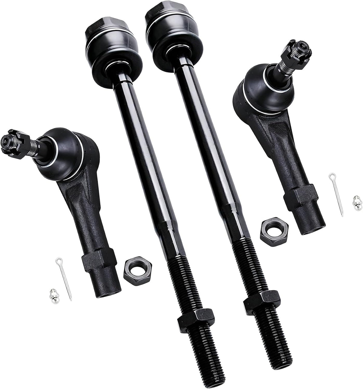 4pc Front Inner Outer Tie Rods for 2001-10 Chevy Silverado 1500 2500 3500HD