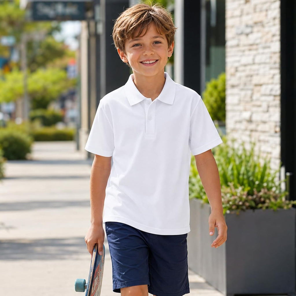 3-Pack Quick Dry Boys Polo Shirts Mesh Active Boys Uniform Shirts Age 5-16Y | Athletic Youth Polo Shirts for