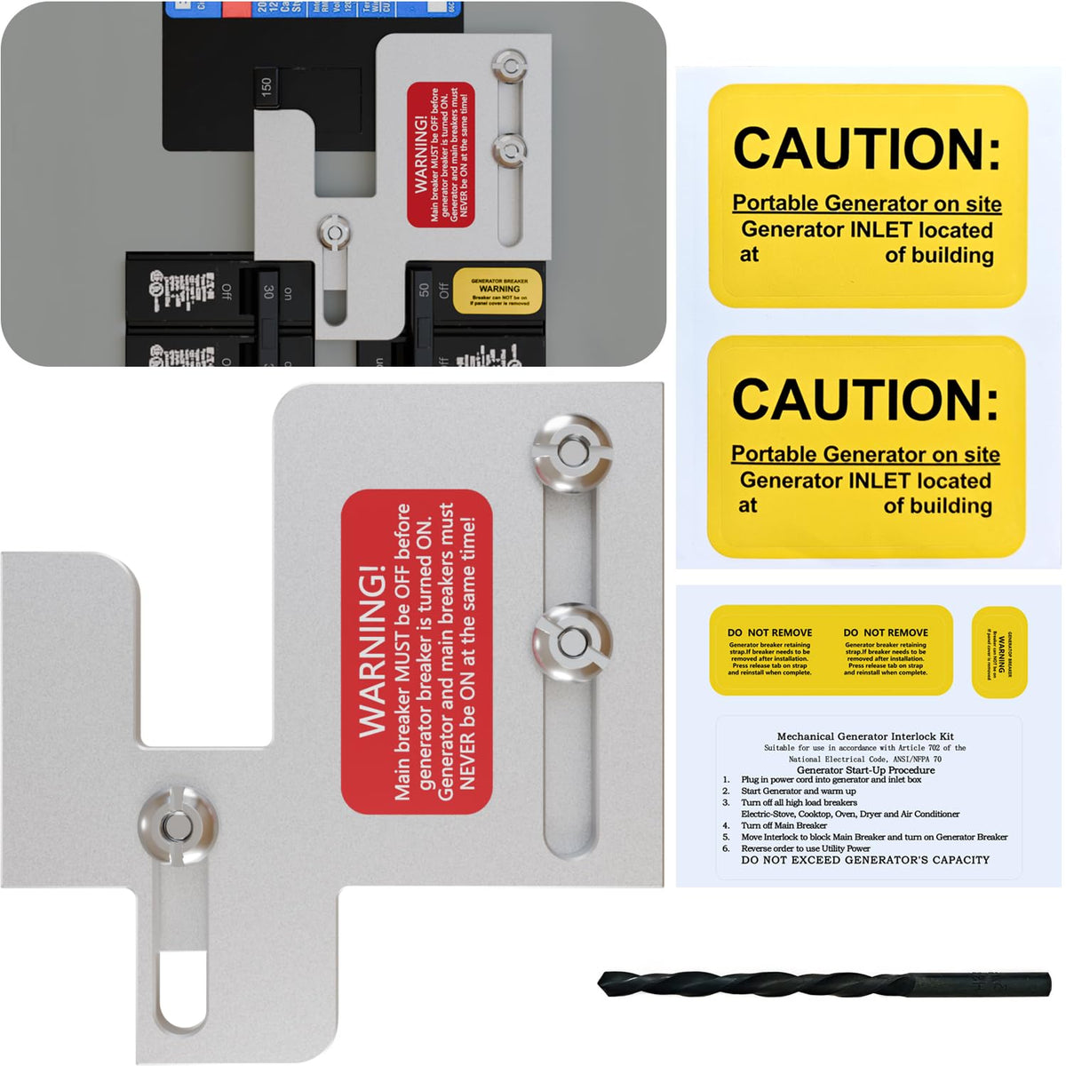 Generator Interlock Kit for Eaton Cutler Hammer BR Series 150&200Amp Panels