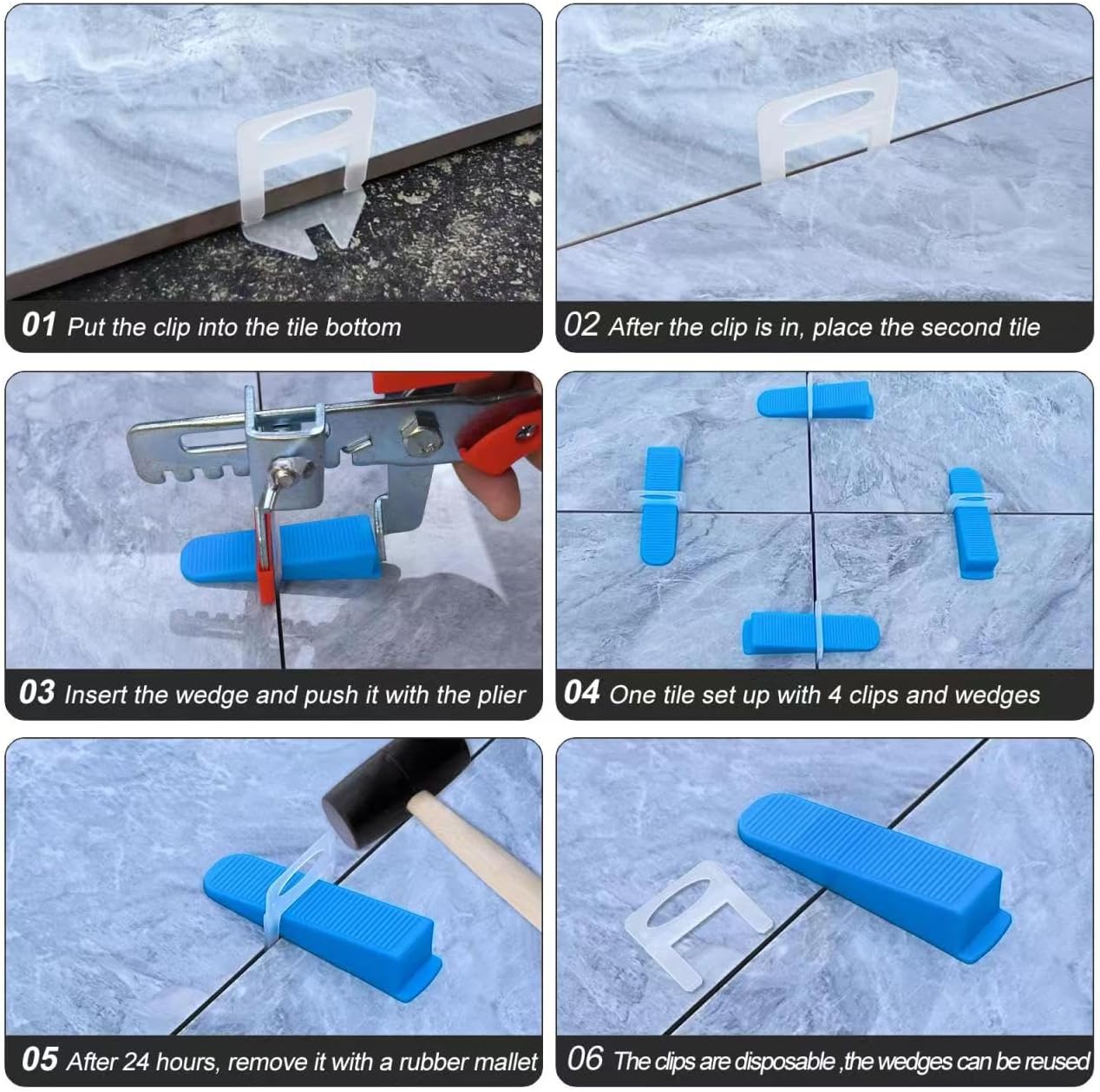 Tile Leveling System 1/16”Kit 1400pcs Tile Leveler Spacers Clips +320pcs Reusable Wedges Tile Leveler Tool Set for
