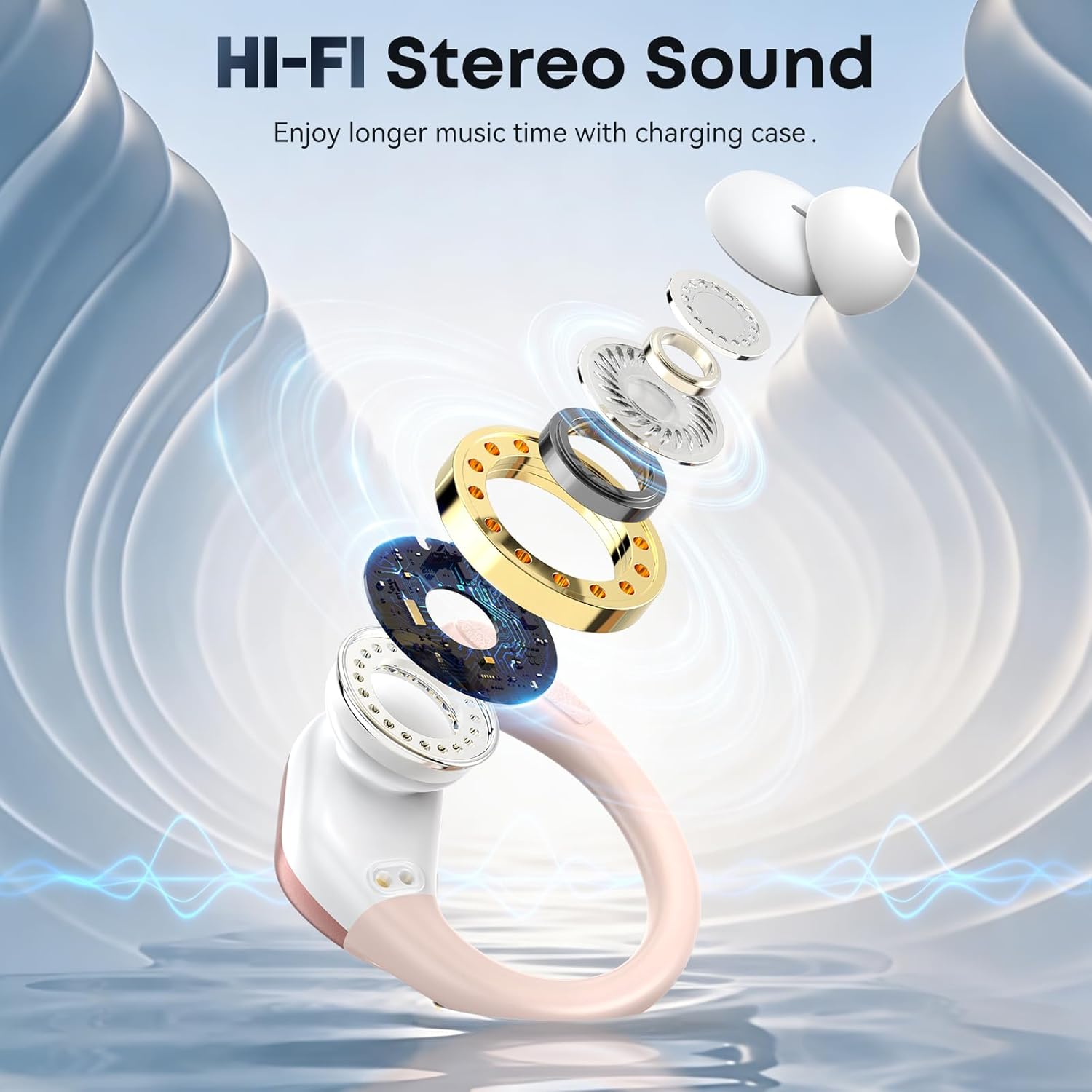 Sports Bluetooth Headphones, 80Hrs Playtime Wireless Earbuds with LED Power Display, IPX7 Waterproof Earphones for