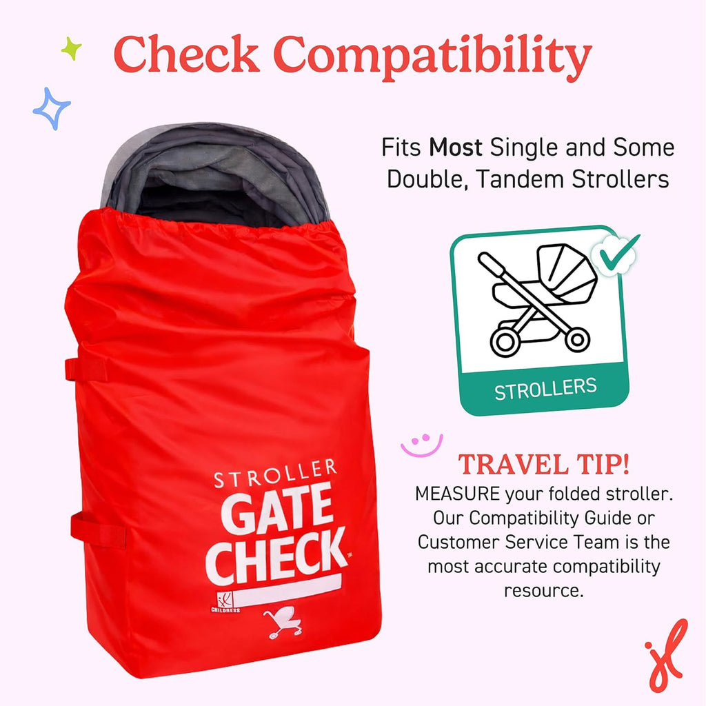 Gate Check Bag for Single & Some Double Strollers - Travel Bag for Airplane, Fits Most Standard Baby Strollers