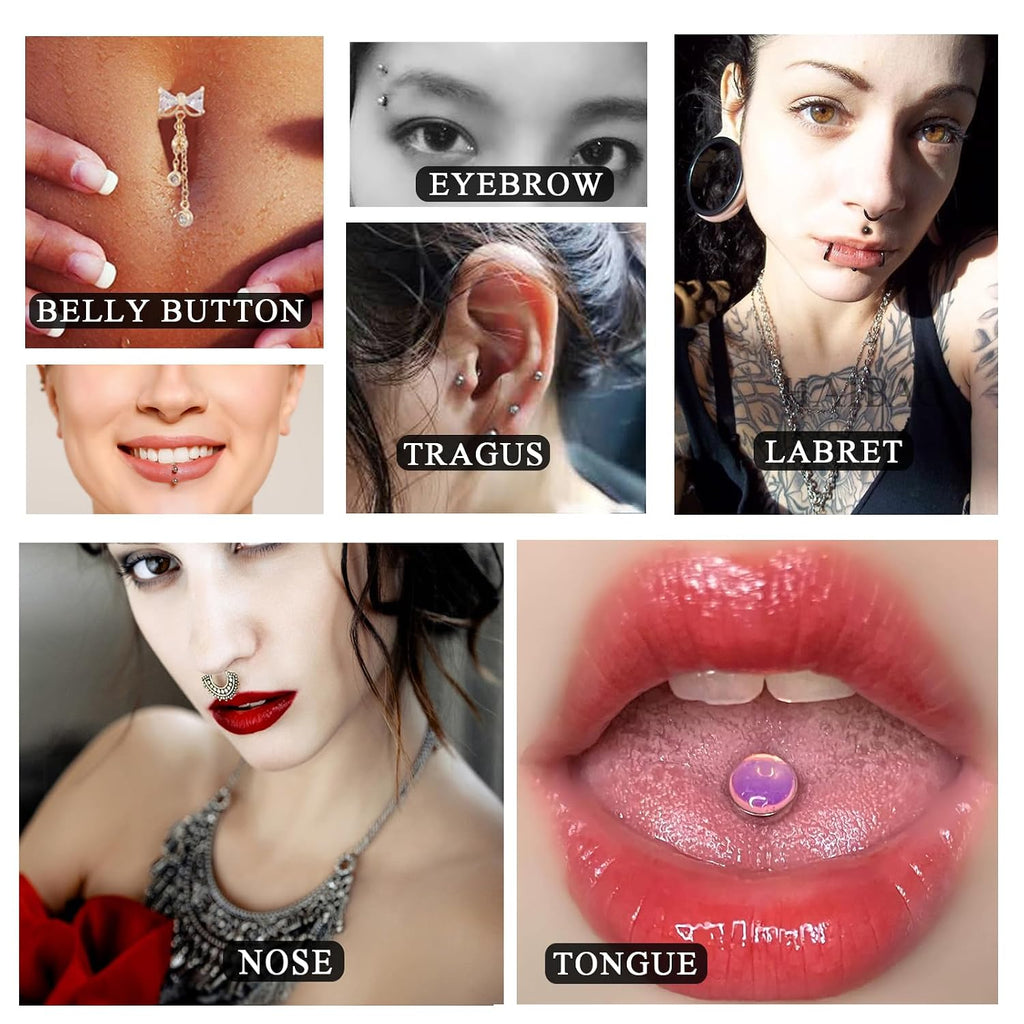 Body Piercing Kit - 38pcs Piercing Kit with Piercing Needles Clamps 12G 14G 16G 18G 20G Needles & 2Pcs Piercing