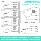 BFXM Ceiling Fan Switch ZE-268S6 3 Speed 4 Wire, Silver