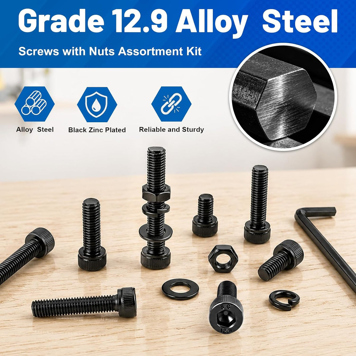 300PCS M5 Socket Screws Assortment Kit, M5x8/10/12/16/20/25/30/35 mm