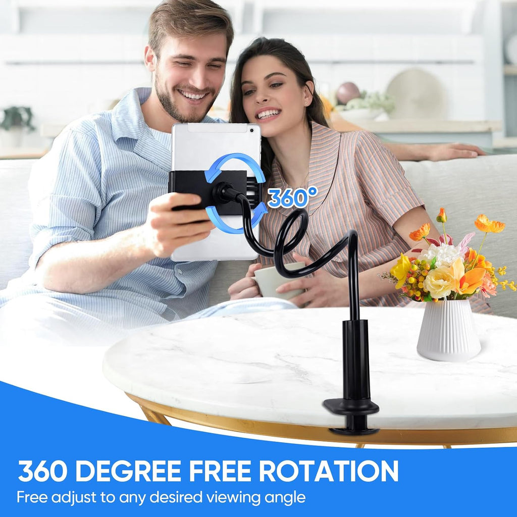 Lazy Bracket Gooseneck Tablet Holder for Bed, 360 Flexible Long Arm Adjustable Tablets Stand Clamp for Desk Phone