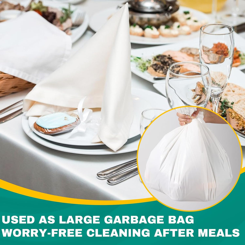 50 Pack White Plastic Tablecloth, Plastic Table Cloths Disposable
