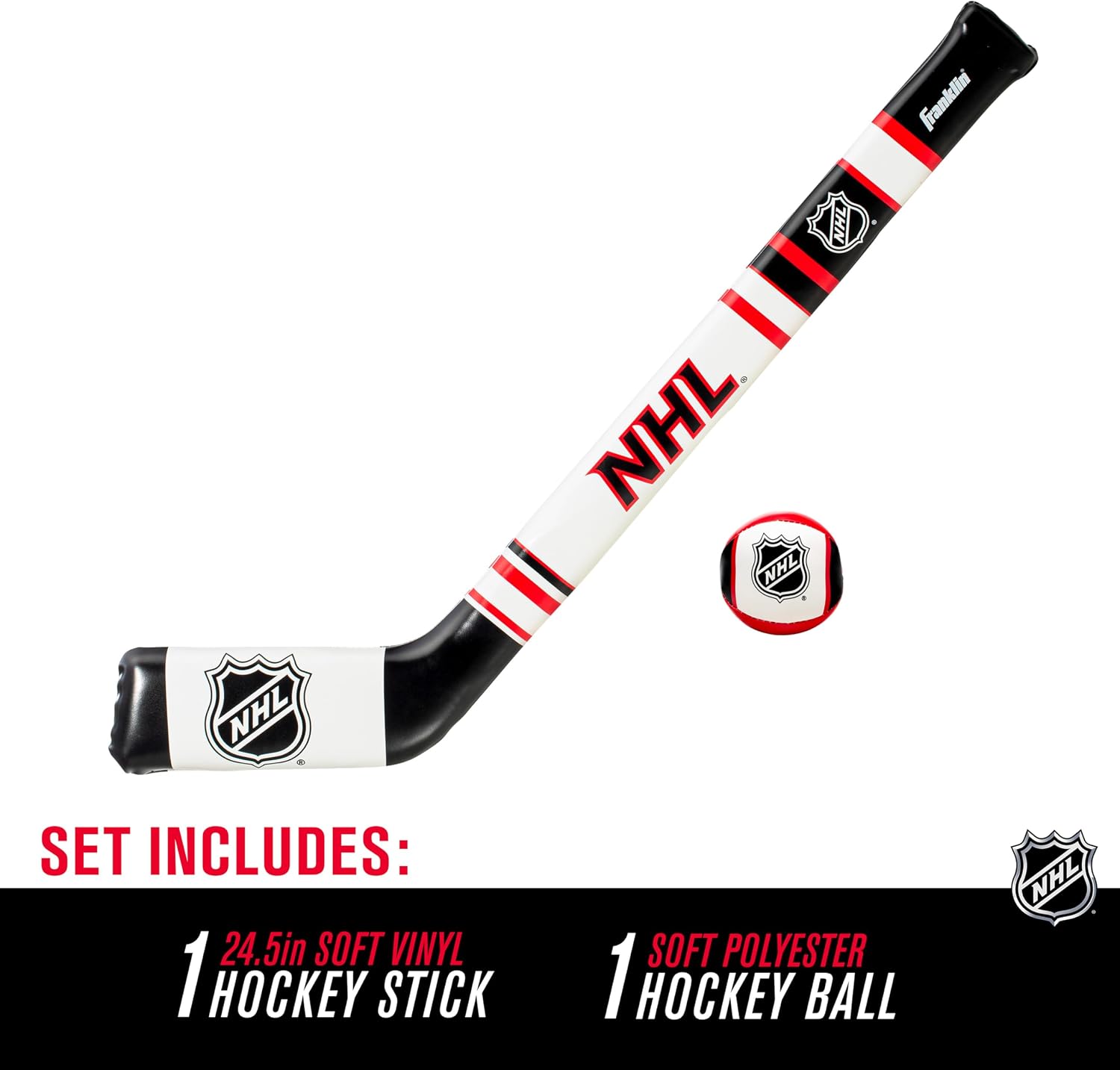 Franklin Sports NHL Kids Hockey Stick & Ball Set, Soft Sport Technology, 24.5 in, for Ages 3+ | Builds Hand-Eye