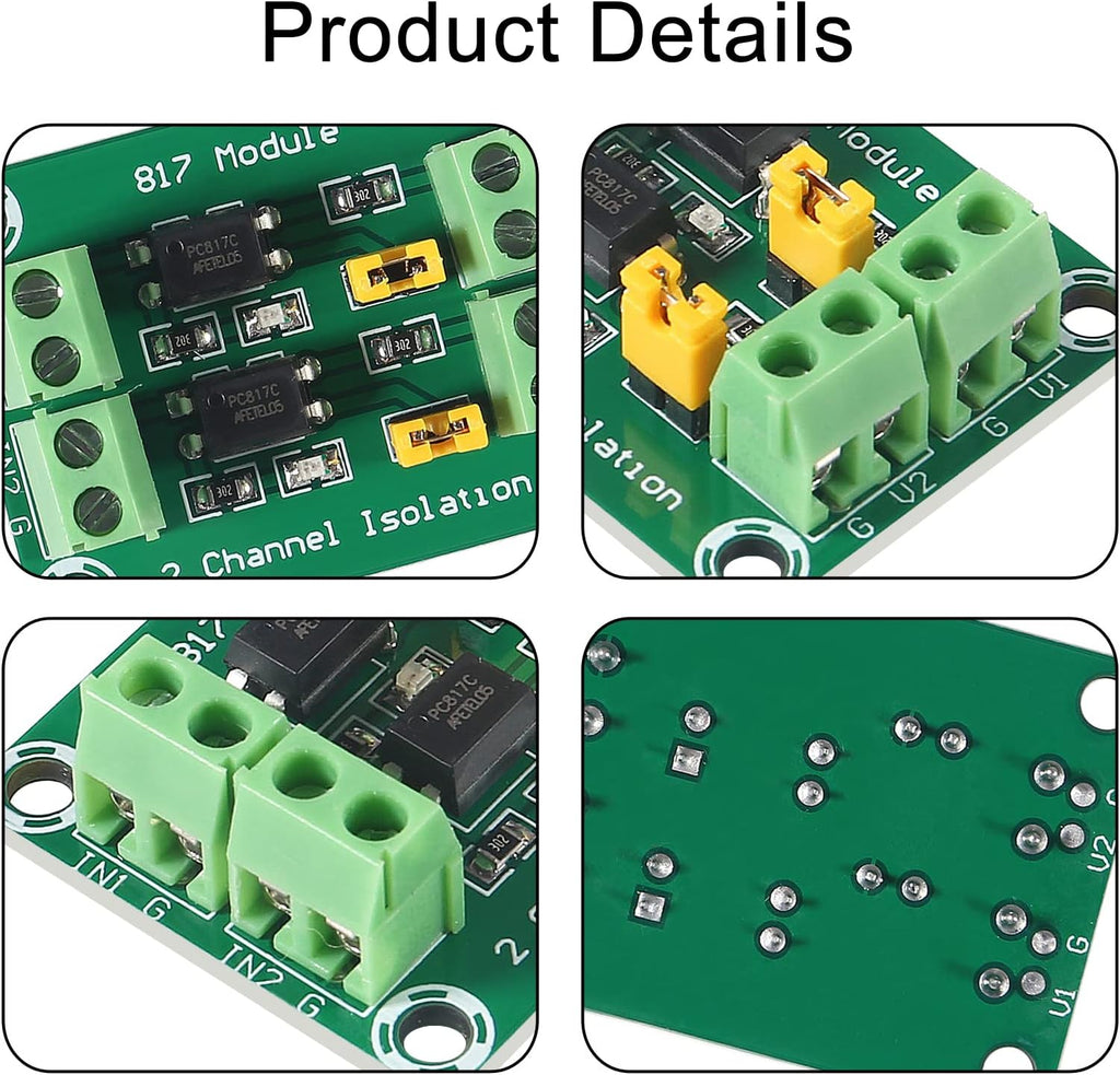 ACEIRMC 4pcs 2CH Optocoupler PC817 2 Channel Isolation Board Voltage Converter Adapter Module 3.6-30V Driver Photoelectric Isolated Module (2CH Optocoupler)