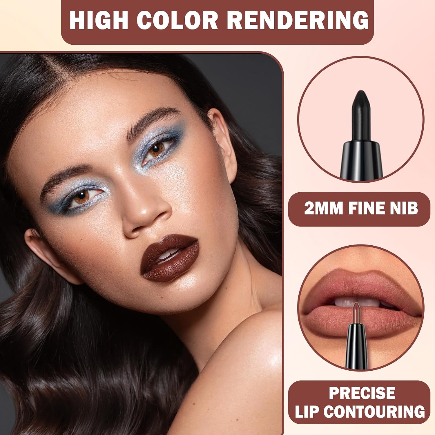 3 in 1 Black Lip Liner and Lipstick Lip Gloss Set (12 Black Magic) | Long-lasting Matte Velvet Goth Makeup,Nonstick