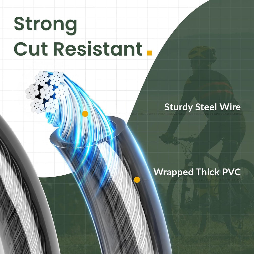 Bike Lock Cable,12mm Thick Security Cable with Loops Heavy Duty Steel Cable Vinyl Coated Bike Cable Lock Security