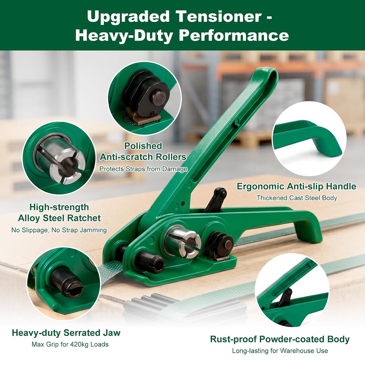 5/8" x 1000' PET Banding Strapping Kit with Tensioner and Sealer