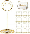 25-Pack Table Number Holders - Place Card Holders | Upgraded 1.58" x 3.35" Glossy Gold Card & Picture Holder with