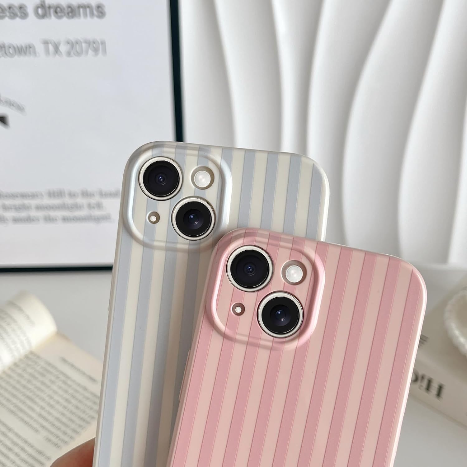 for iPhone 13 Case Cute Aesthetic Striped Phone Case for Women Girl Trendy Soft TPU Slim Shockproof Full Camera