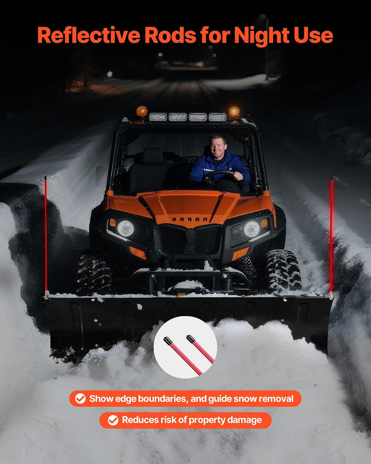 Snow Plow Blade, 43 in/72 in Width Adjustable Snow Plow Kit, Easy to Detach, Universal Mount Plowing Attachment with