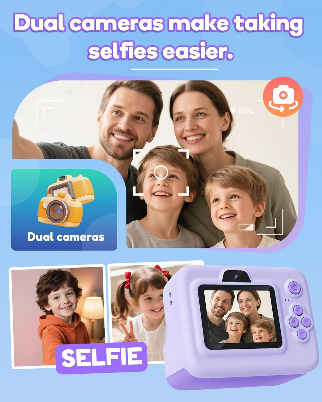 Instant Print Camera for Kids,2.4 Inch Screen Kids Instant Cameras, Christmas Birthday Gifts for Girls Age 3-12