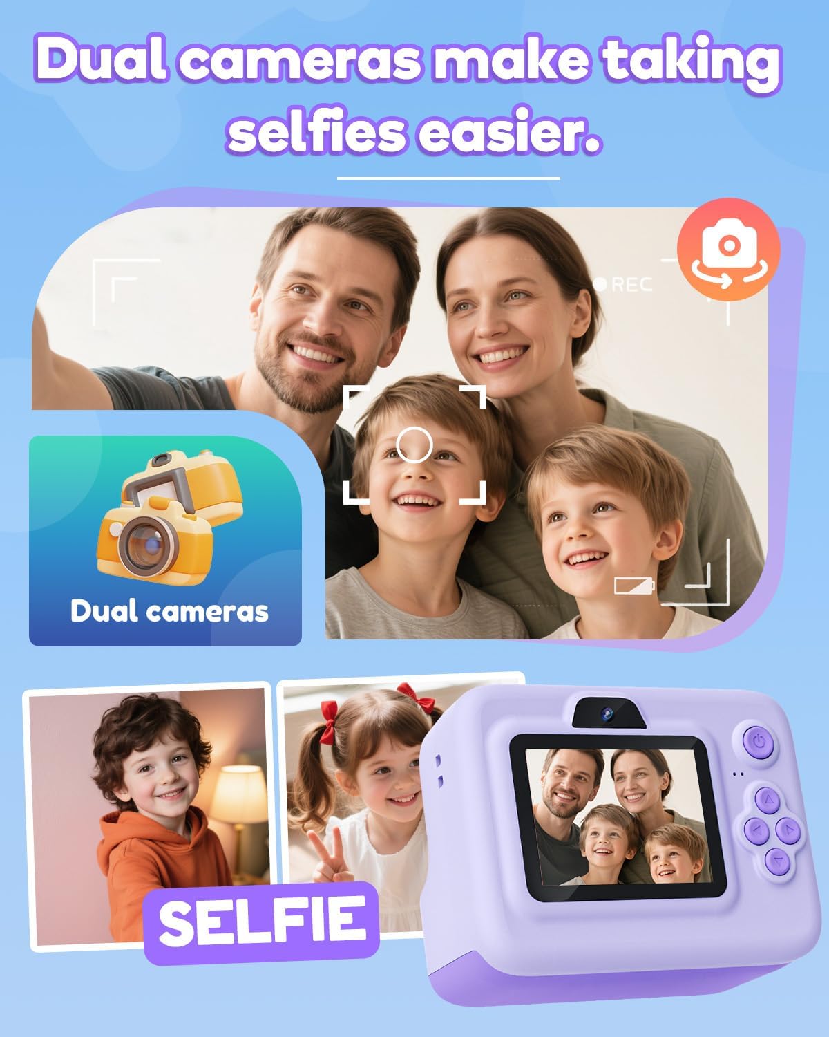 Instant Print Camera for Kids,2.4 Inch Screen Kids Instant Cameras, Christmas Birthday Gifts for Girls Age 3-12