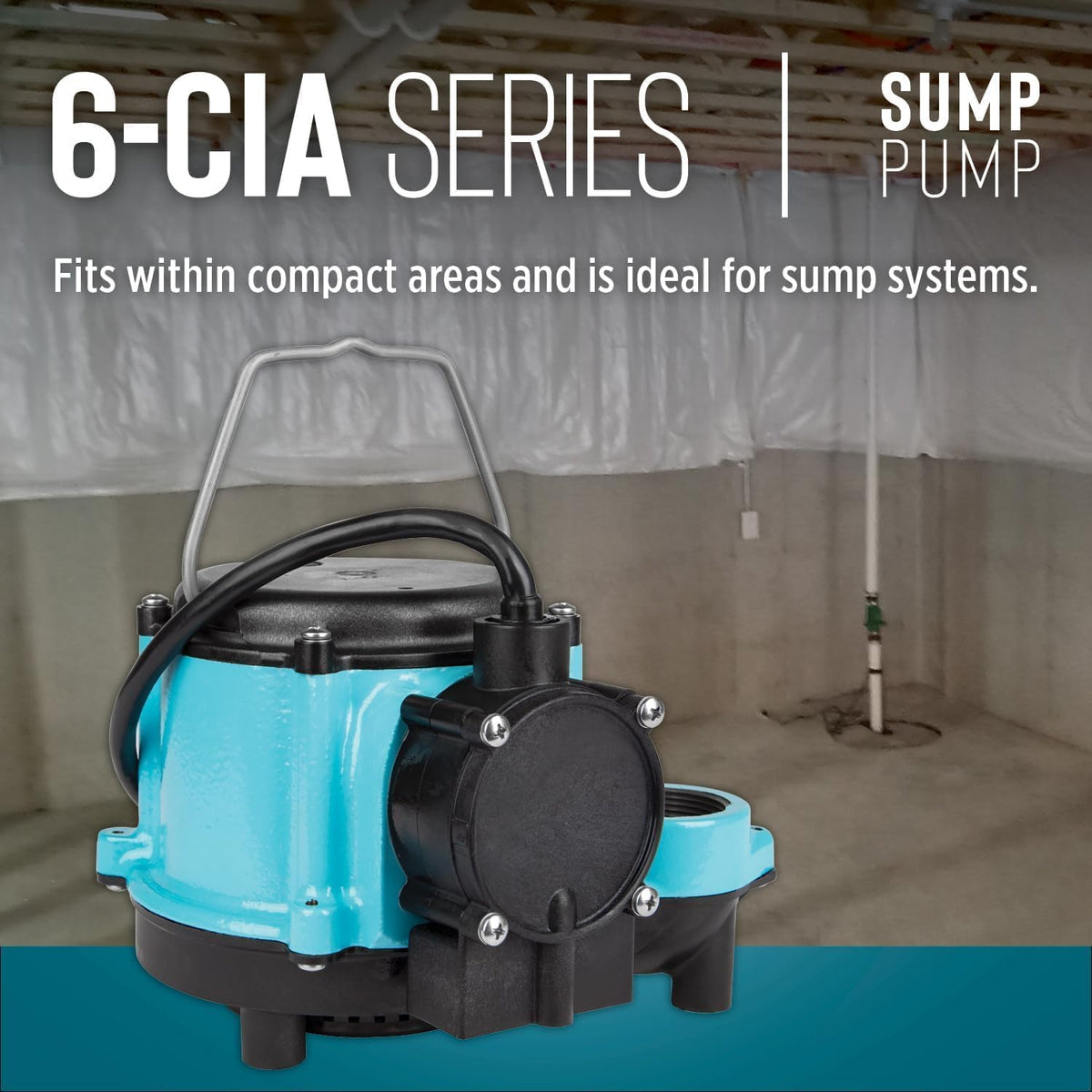 Little Giant 1/3 HP Cast Iron Submersible Sump Pump, Blue