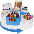 Rotating Art Supply Organizer Storage Caddy for Kids, 7 Bins Craft Crayon Marker Organizers for School Desk, Lazy