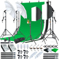 Lincostore Photo Video Studio Light Kit AM169 | Photography lighting kit, 3 muslin backdrop (black/white/green)