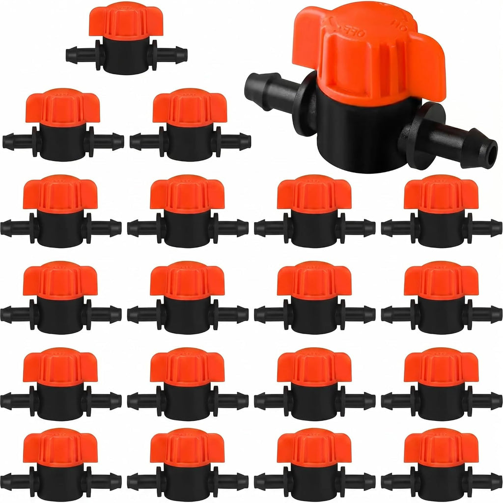 20 Pcs 1/4 Inch Drip Irrigation Shut Off Valves