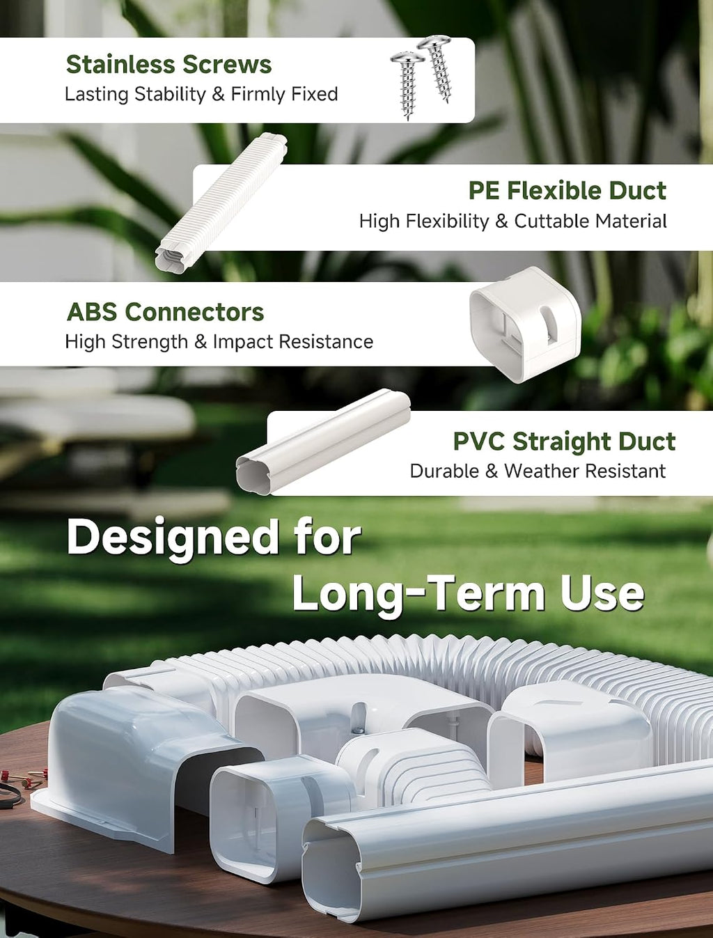 Mini Split Line Set Cover 3" 10Ft, Easy to Install with Instruction | DIY Decorative PVC White Lineset Cover Kit for