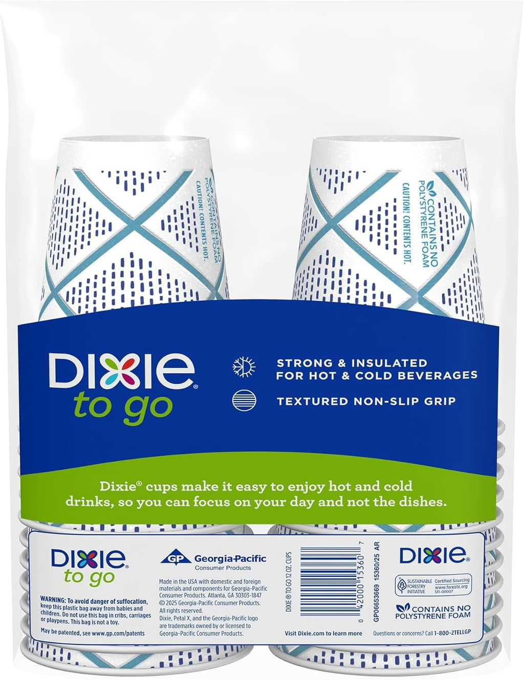 To Go Paper Coffee Cups, 12 oz, 132 Count, Insulated Disposable Cups