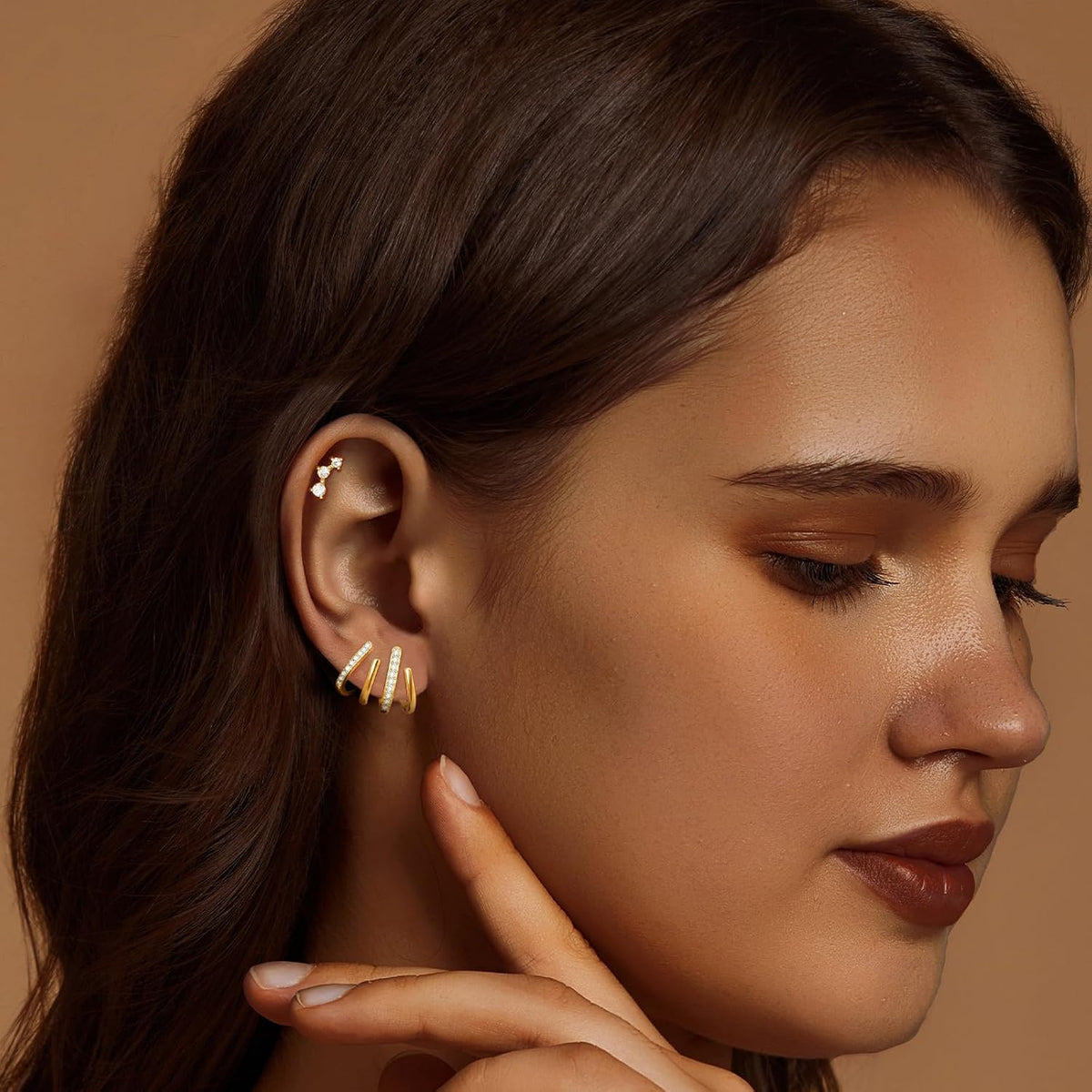 Earrings for Women Trendy 14K Gold Stud Earrings Claw Earring Dainty Simple Minimalist Gold Earring Hypoallergenic