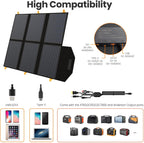 [Upgraded] FlexSolar 60W Portable Solar Panels Chargers IP65 Waterproof | with PD3.0 USB-C, QC3.0 USB-A & DC; Power