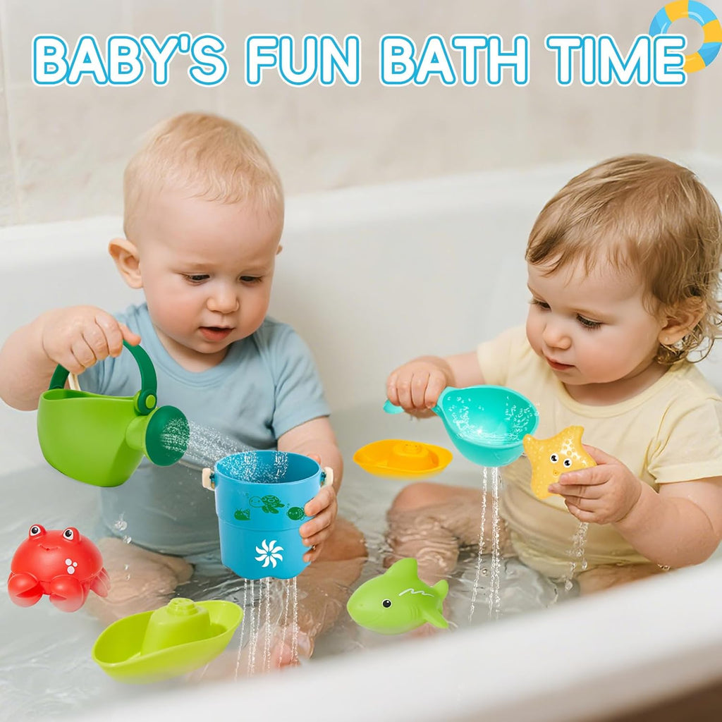 Baby Bath Toys for Kids Ages 1-3, 16PCS | Easy Clean Mold Free Bath Toys Toddlers 2-4 | Bathtub Pool Water Table Toys