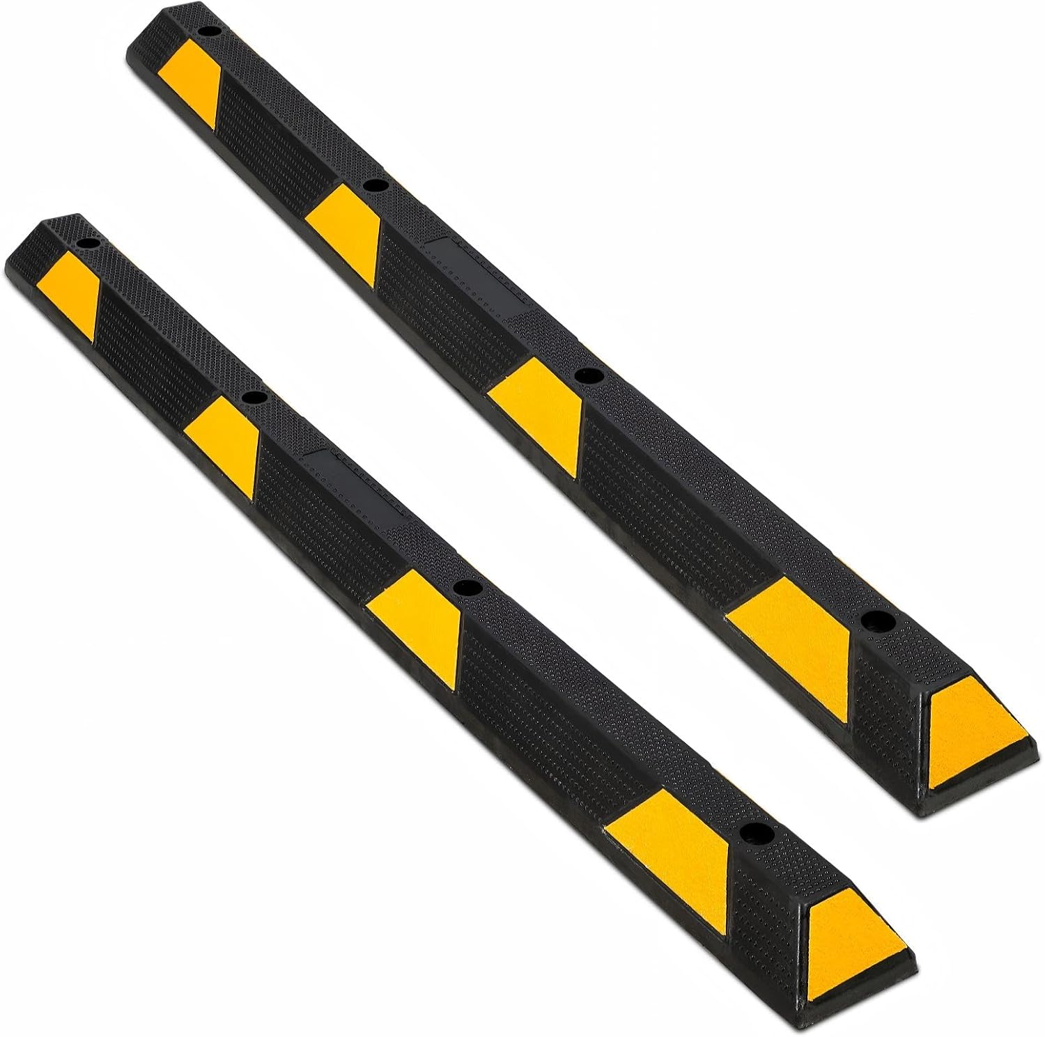 2-Pack Heavy Duty Rubber Parking Curb 72 Inch, 55000 LBS Capacity Parking Stopper for Garage with Reflective Stripes
